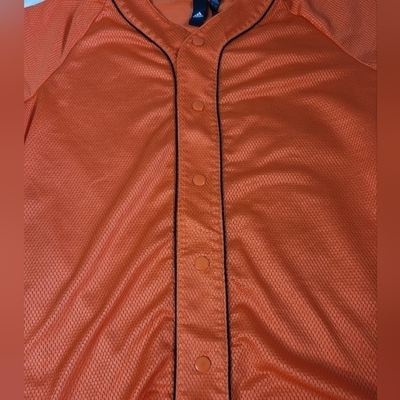 ADIDAS Baseball Jersey. Three Stripe Life. Orange & Black. Men's size Small - Picture 6 of 11